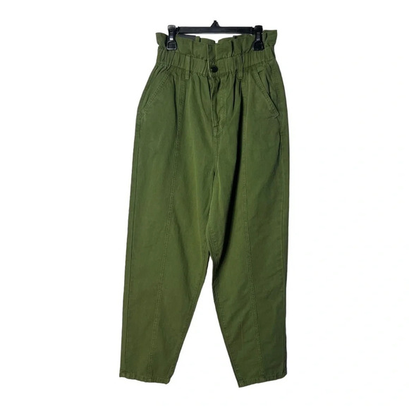 1378. BLANK NYC‎ SMOCKED WAIST HIGH RISE STRAIGHT LEG PANTS SIZE 28 OLIVE GREEN - Picture 3 of 12